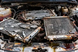 ترک یا شکاف فیزیکی روی بدنه پلاستیکی یا فلزی باک رادیاتور