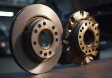 مقایسه دیسک ترمز فرسوده و تاب‌خورده با یک دیسک جدید و صاف